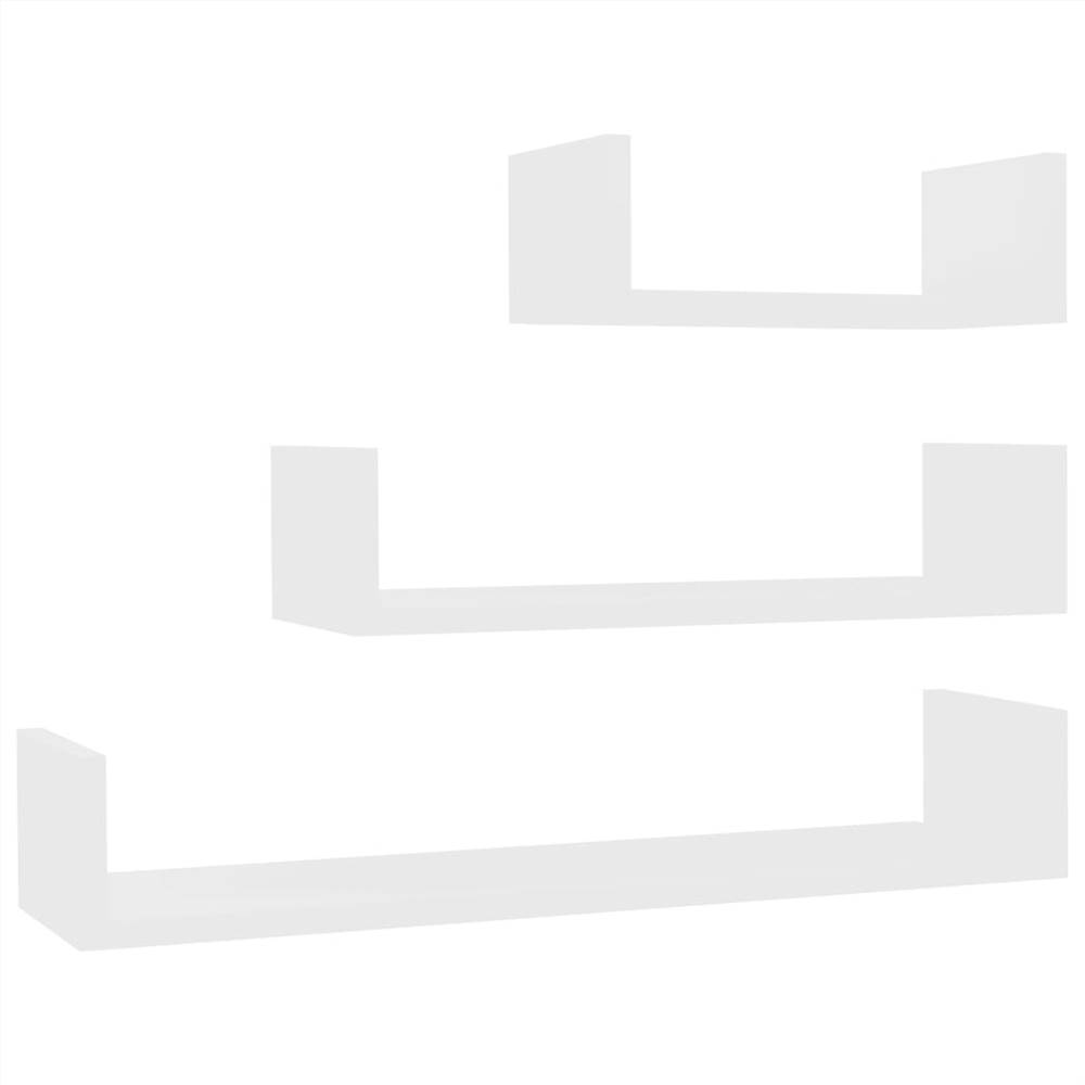 Wall Display Shelf 3 pcs White Chipboard
