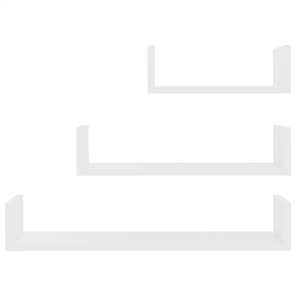 Wall Display Shelf 3 pcs White Chipboard