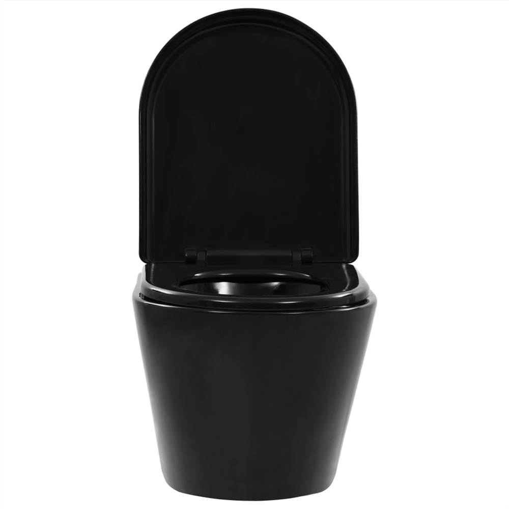Wall Hung Rimless Toilet Ceramic Black