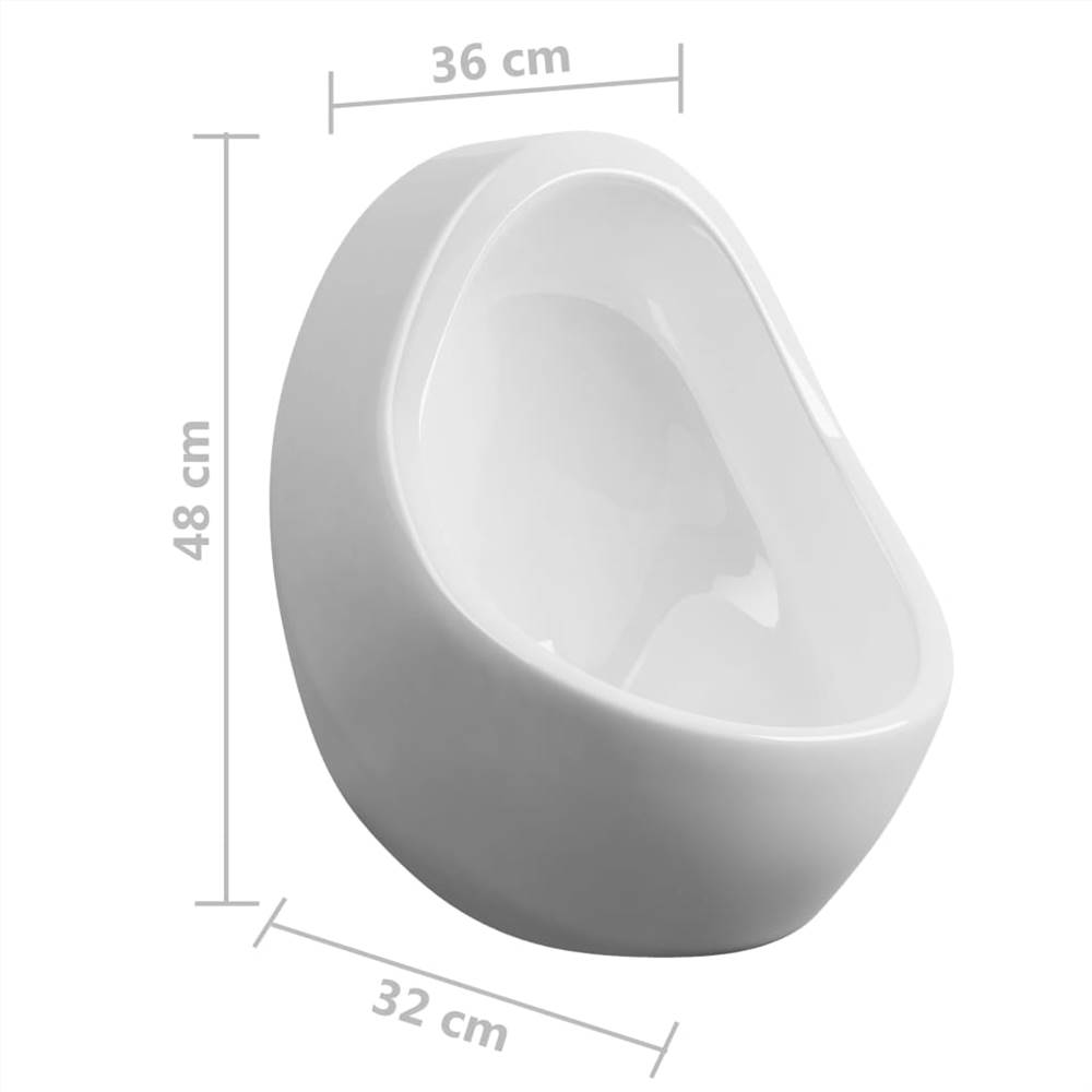 Wall Hung Urinal with Flush Valve Ceramic White