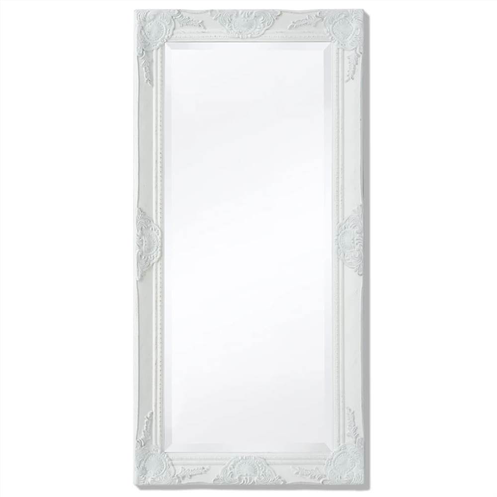 مرآة حائط على الطراز الباروكي 100x50 سم أبيض