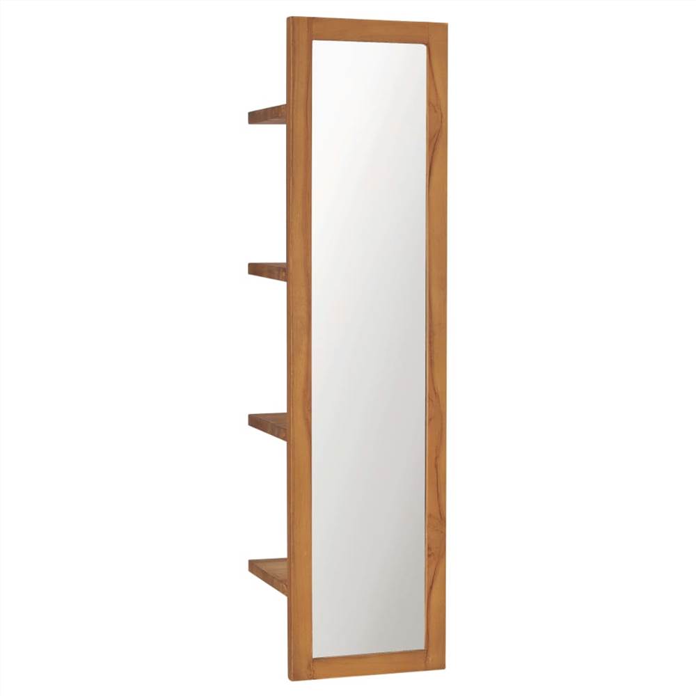 Specchio da parete con mensole 30x30x120 cm in legno massello di teak