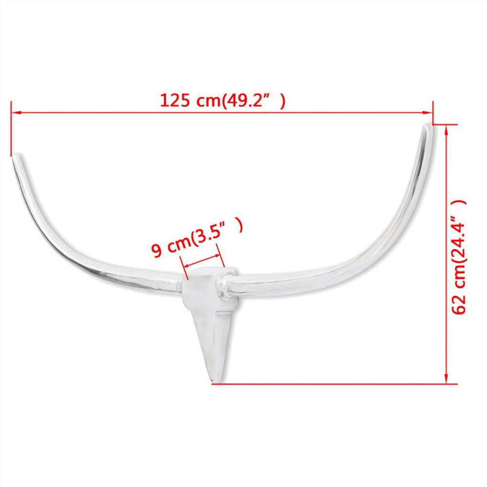 Wall Mounted Aluminium Bull’s Head Decoration Silver 125 cm