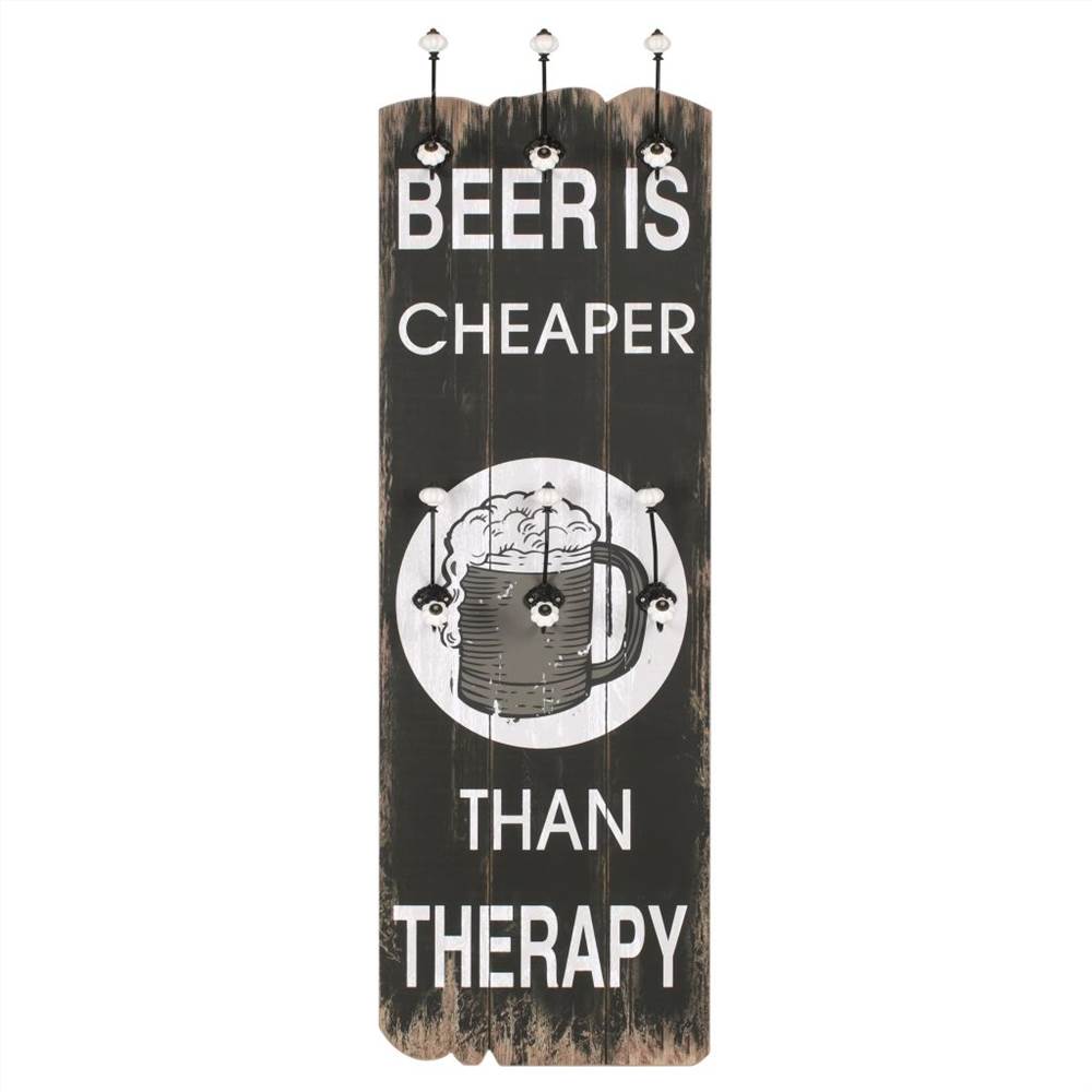 Wall-mounted Coat Rack with 6 Hooks 120x40 cm BEER CHEAPER