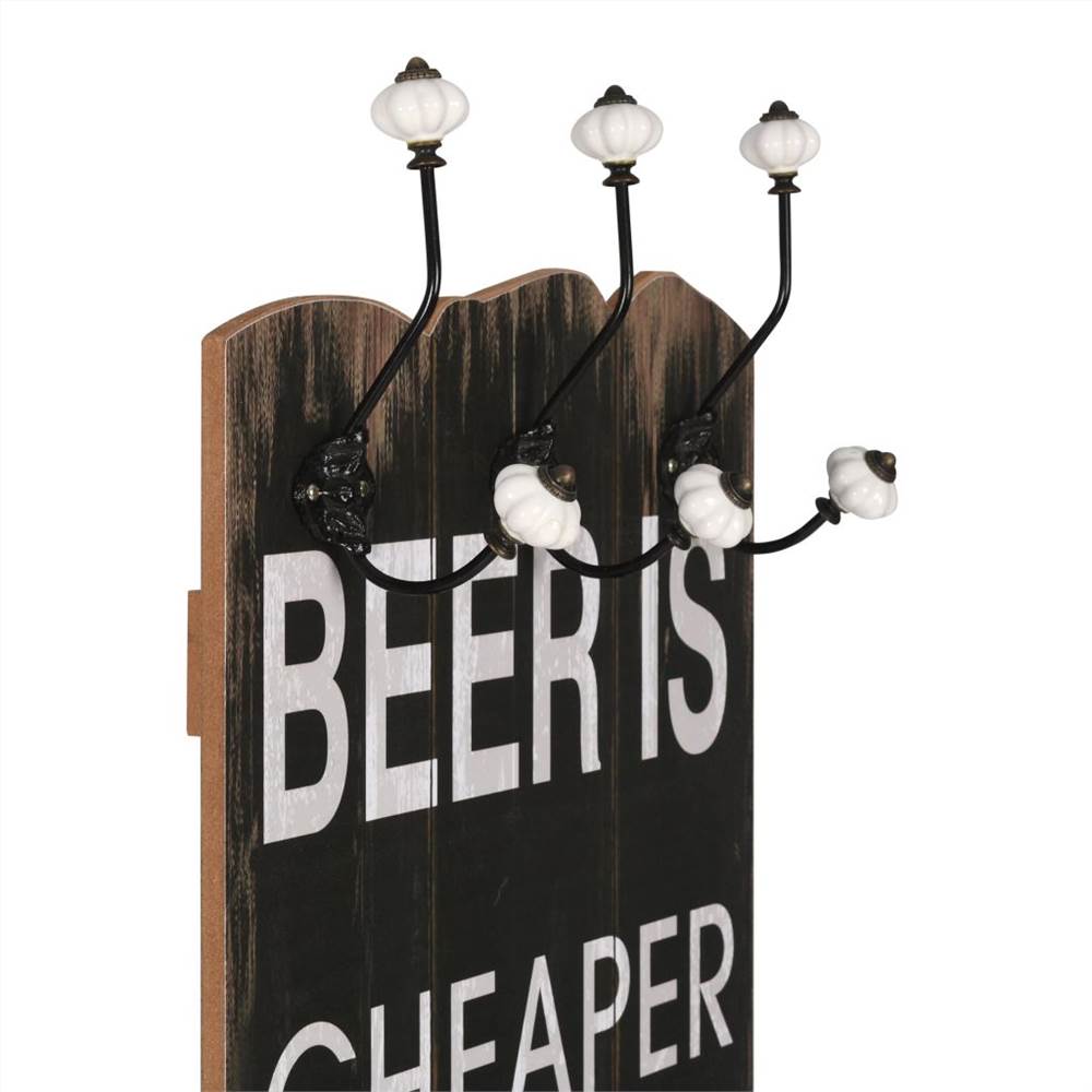 Wall-mounted Coat Rack with 6 Hooks 120x40 cm BEER CHEAPER