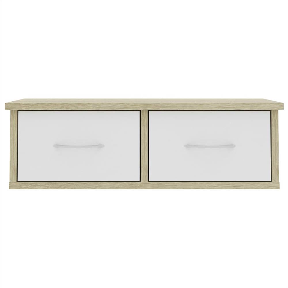 Wall-mounted Drawer Shelf White and Sonoma Oak 60x26x18.5 cm Chipboard