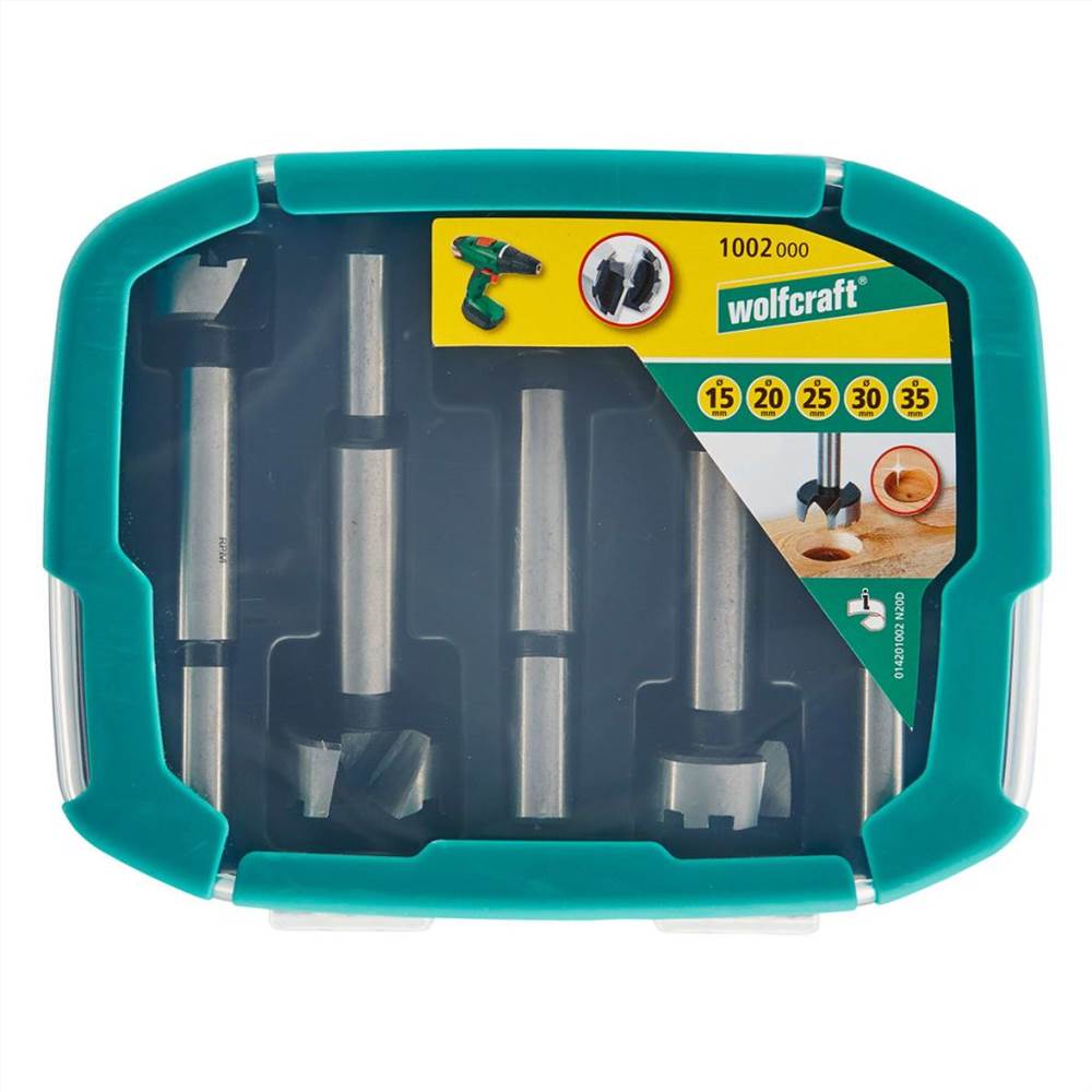 wolfcraft Five Piece Forstner Drill Bit Set Steel 1002000