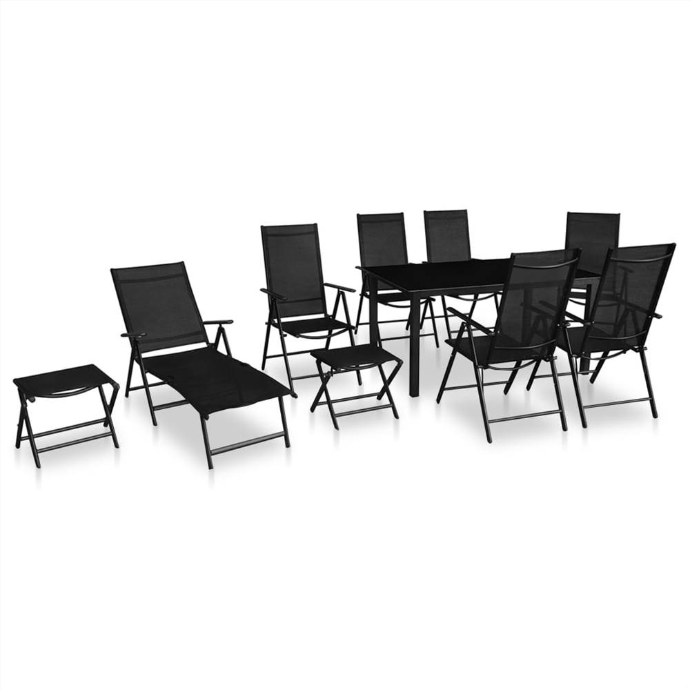 

10 Piece Outdoor Dining Set Aluminium Black