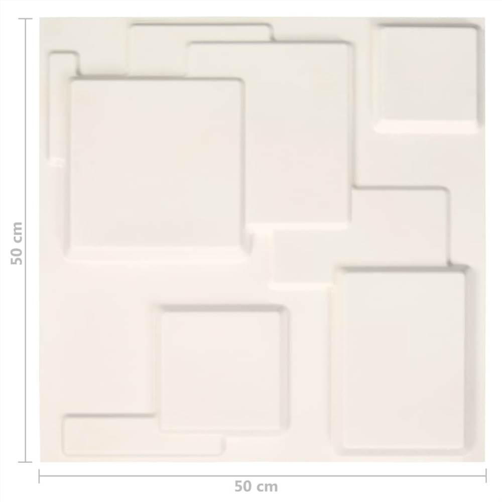 12 pcs Wall Panels 3D 0.5x0.5 m 3 m²
