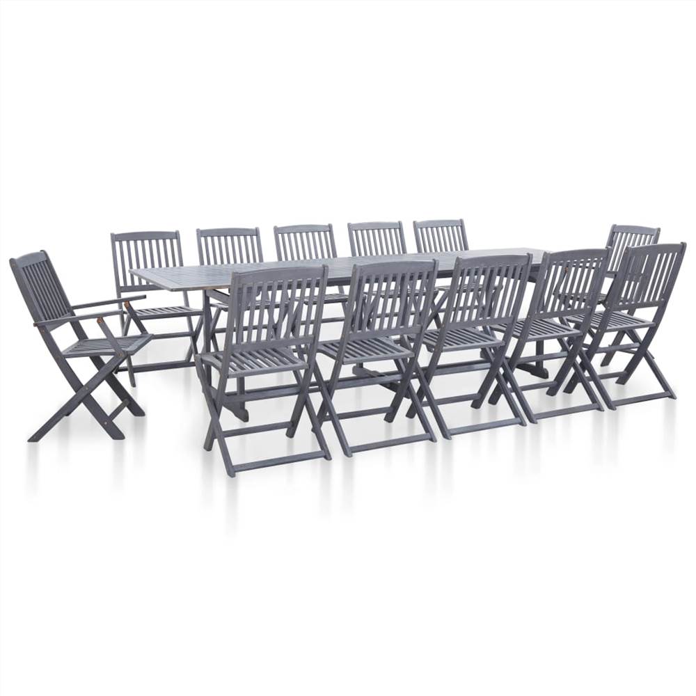 

13 Piece Garden Dining Set Solid Acacia Wood Grey