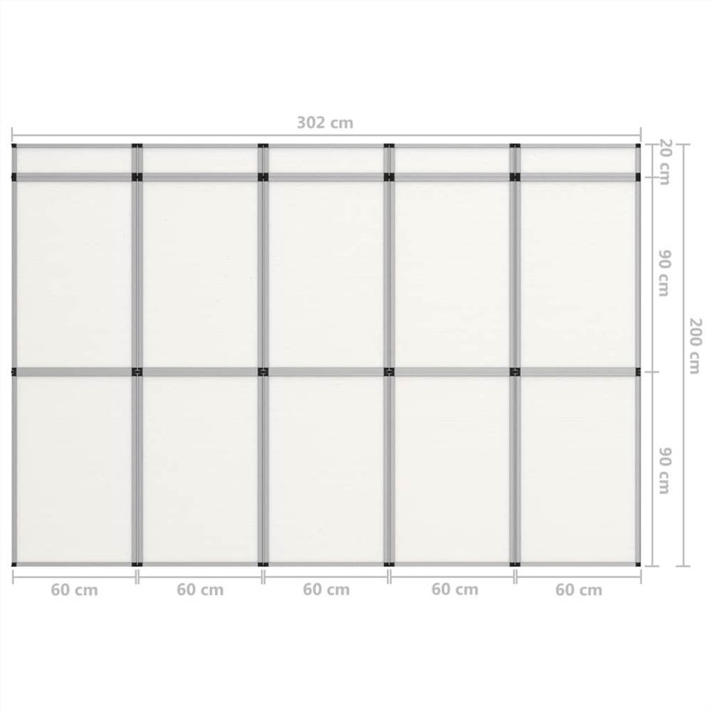 15-Panel Folding Exhibition Display Wall 302x200 cm White