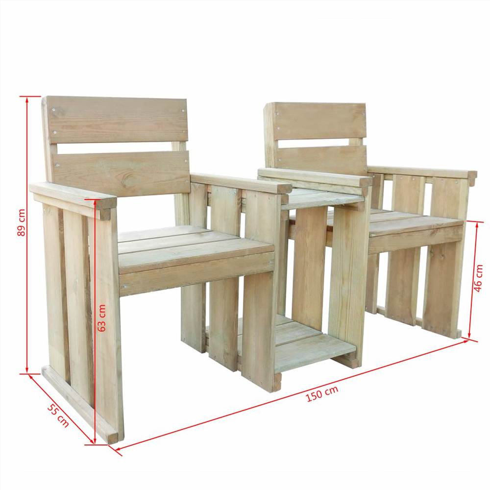 2 Seater Garden Bench 150 cm Impregnated Pinewood