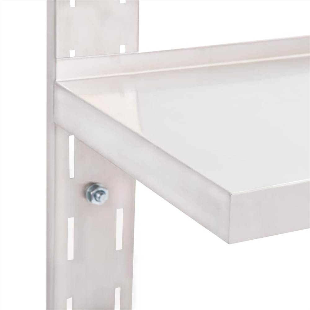 2-Tier Floating Wall Shelf Stainless Steel 100x30 cm