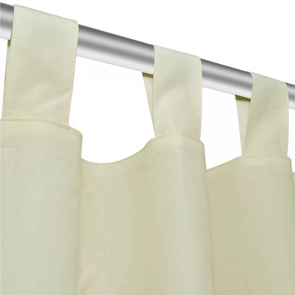 2 pcs Cream Micro-Satin Curtains with Loops 140 x 225 cm