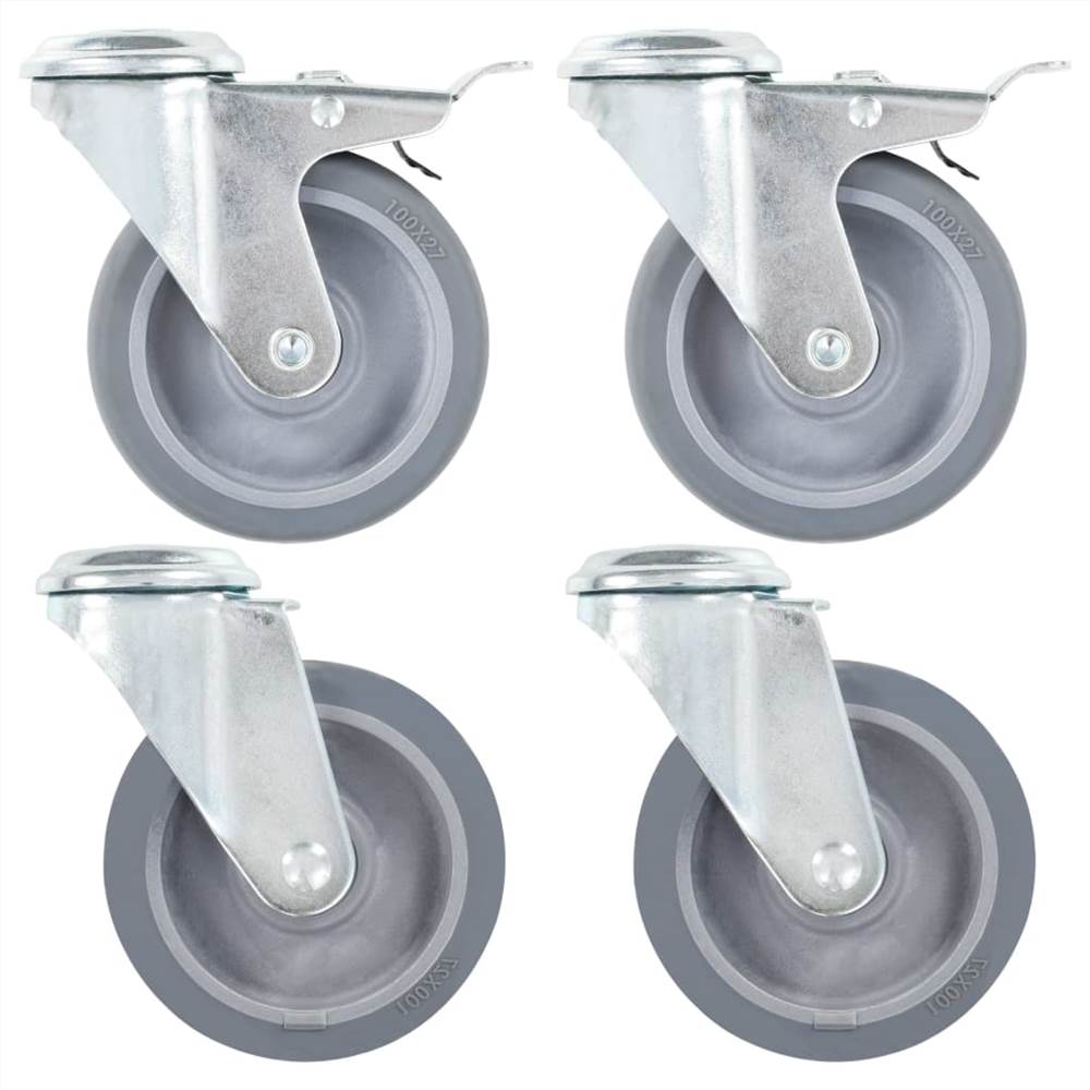 

24 pcs Bolt Hole Swivel Casters 100 mm