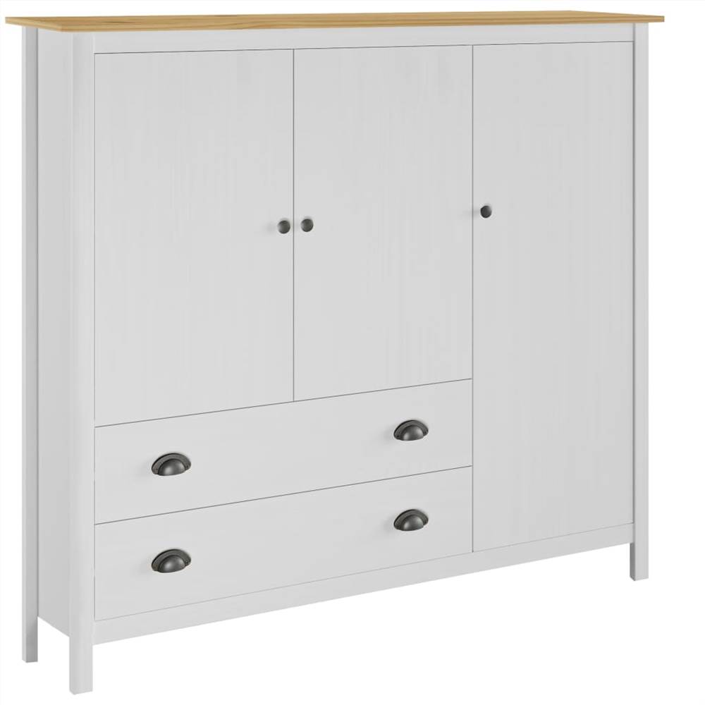 

3-Door Wardrobe Hill Range White 142x45x137 cm Solid Pine Wood