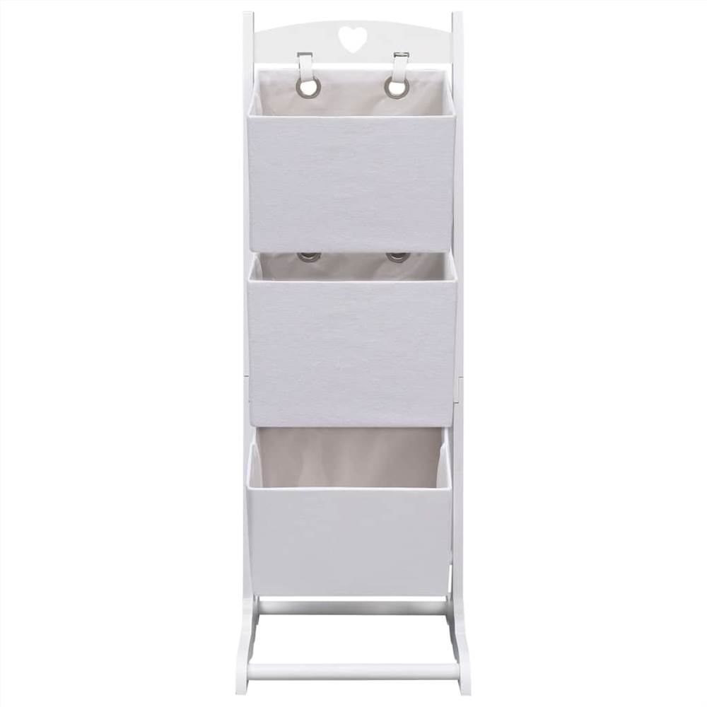 3-Layer Basket Rack White 35x35x102 cm Wood