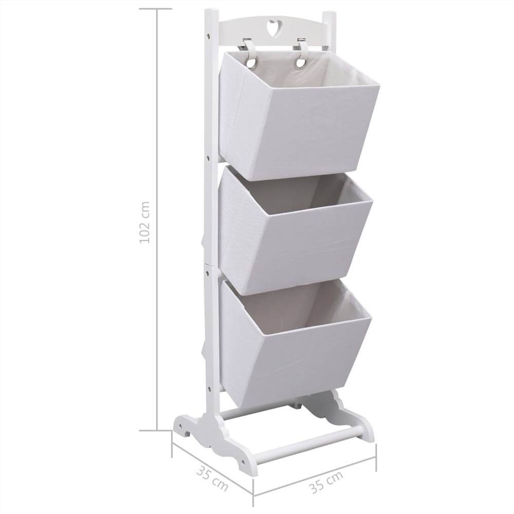 3-Layer Basket Rack White 35x35x102 cm Wood
