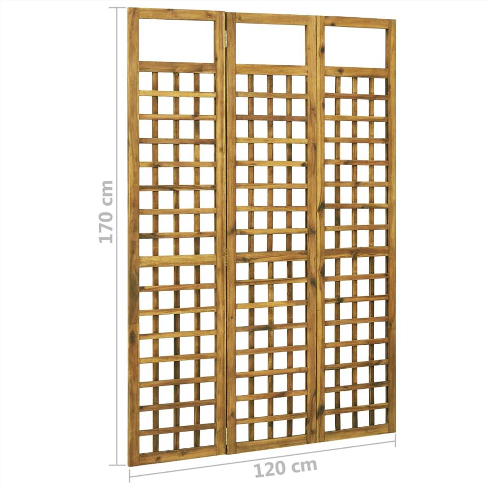 3-Panel Room Divider/Trellis Solid Acacia Wood 120x170 cm