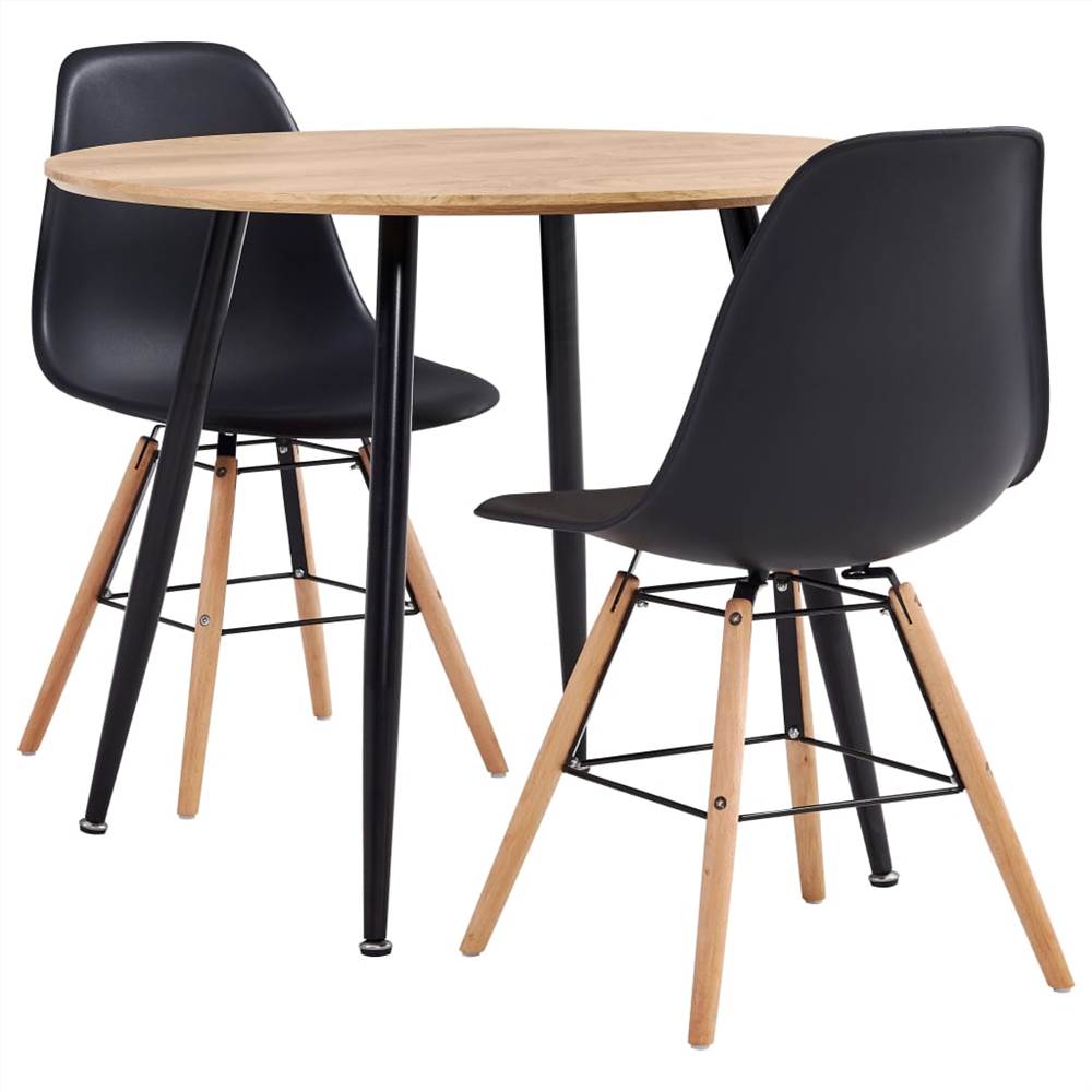 

3 Piece Dining Set Plastic Black