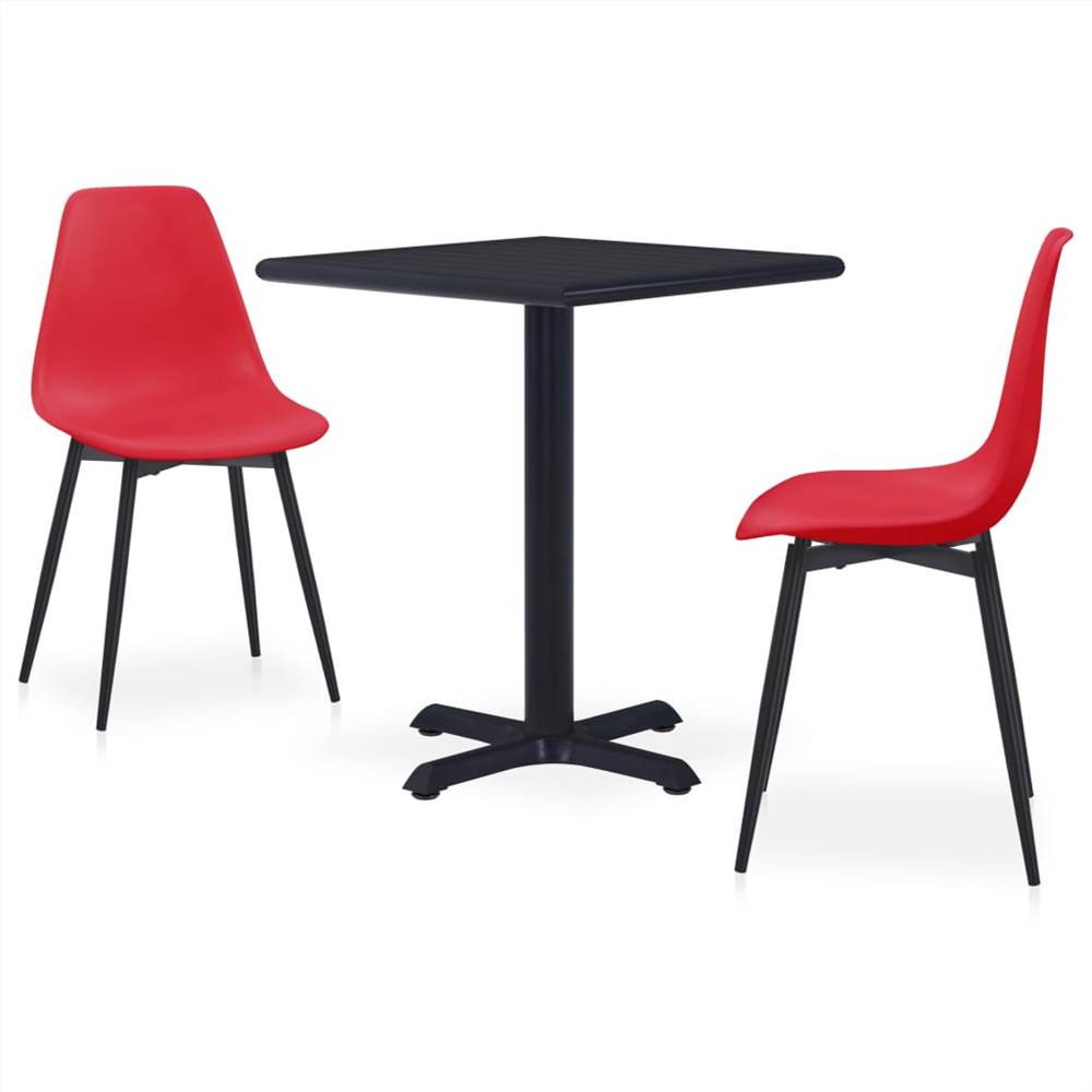 

3 Piece Outdoor Dining Set Metal and PP Red