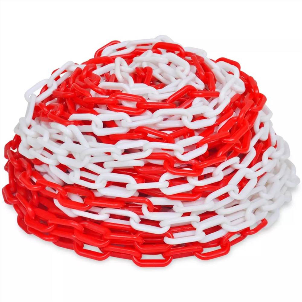 30m Warning Chain Red and White Plastic Warehouse Caution Safe Barrier Security 