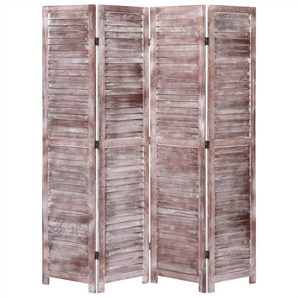 4-Panel Raumteiler Braun 140x165 cm Holz