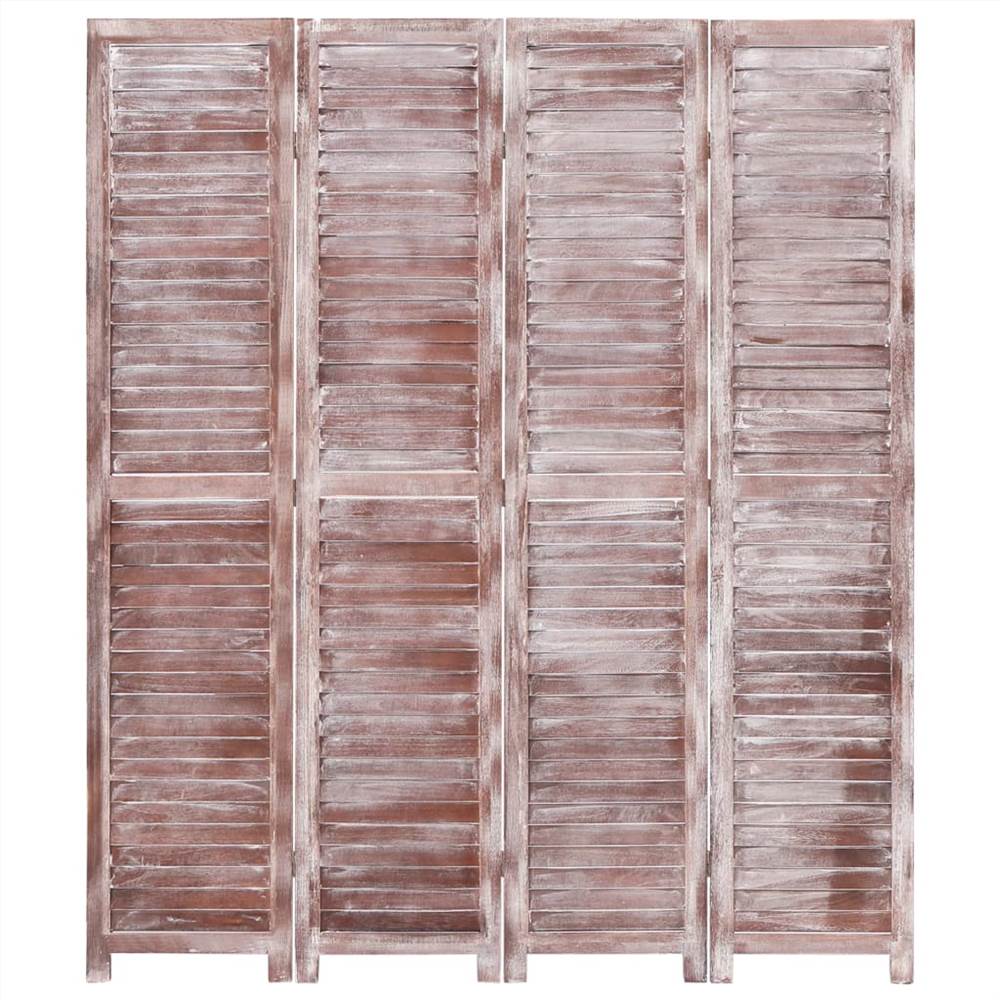 4-Panel Room Divider Brown 140x165 cm Wood