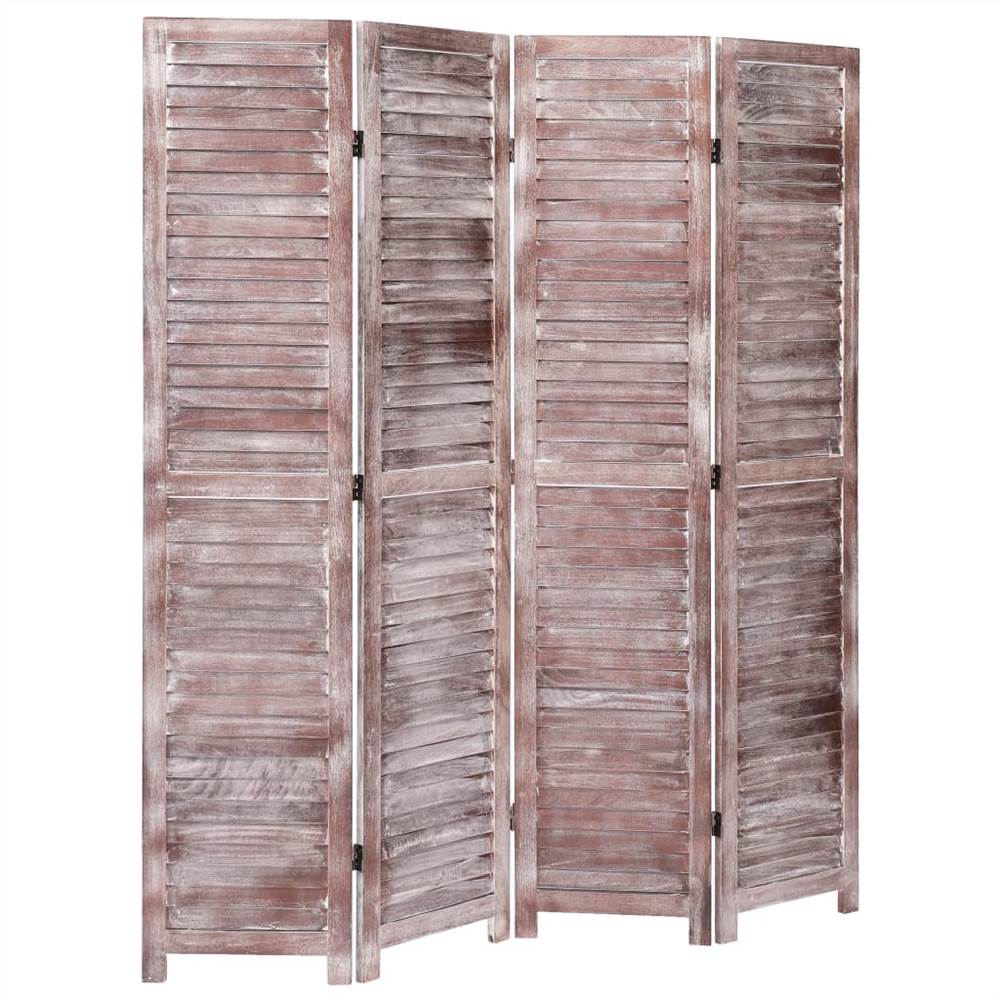 4-Panel Room Divider Brown 140x165 cm Wood