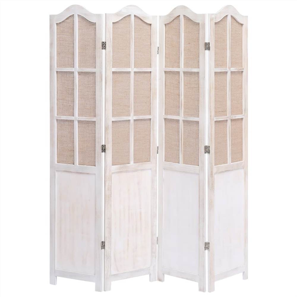 

4-Panel Room Divider White 140x165 cm Fabric