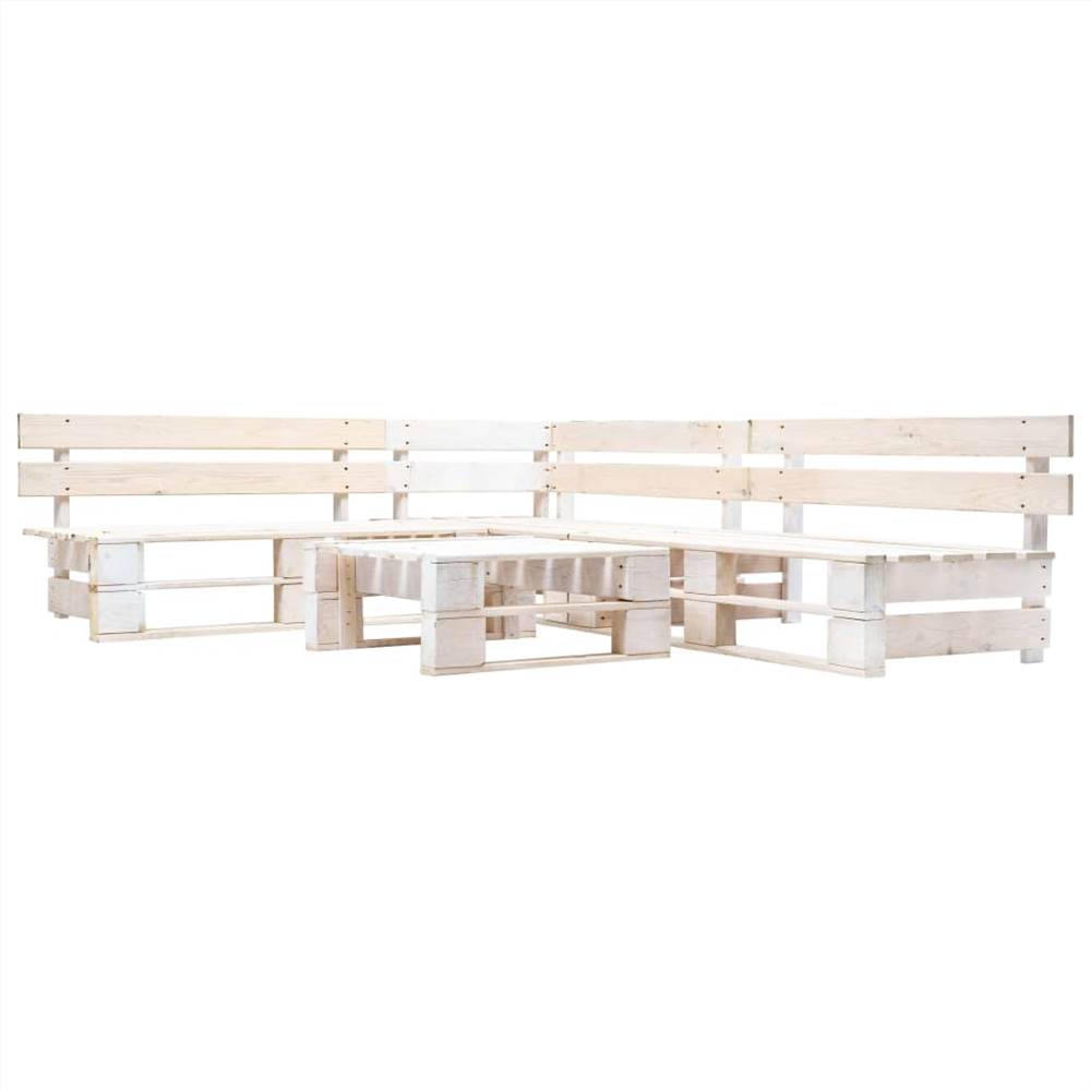 

4 Piece Garden Pallet Lounge Set Wood White