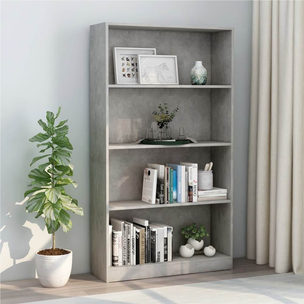 

4-Tier Book Cabinet Concrete Grey 80x24x142 cm Chipboard