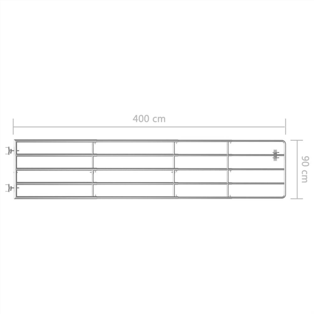 5 Bar Field Gate Steel (150-400)x90 cm Silver