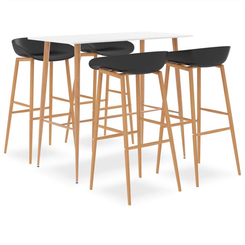 

5 Piece Bar Set White and Black