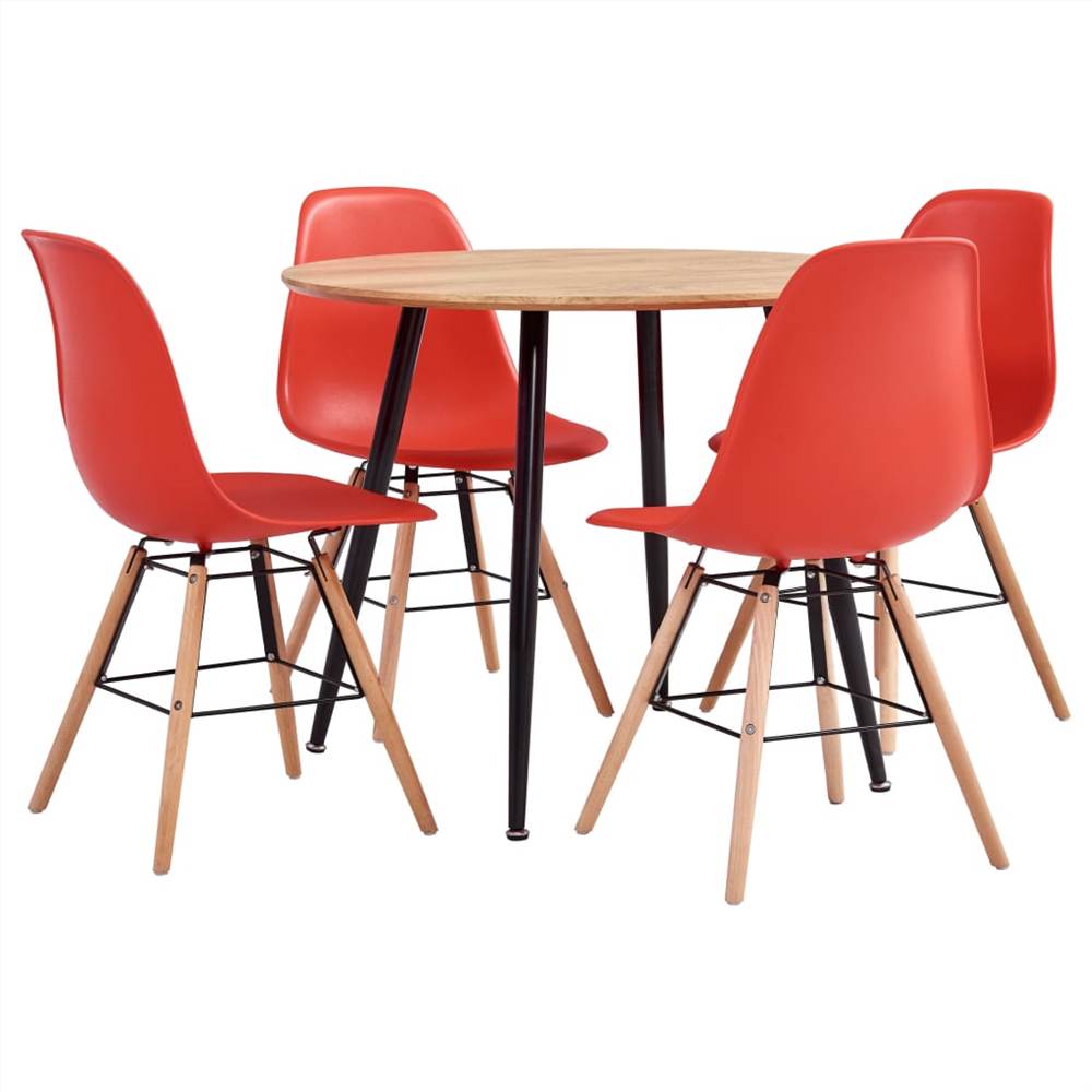 

5 Piece Dining Set Plastic Red