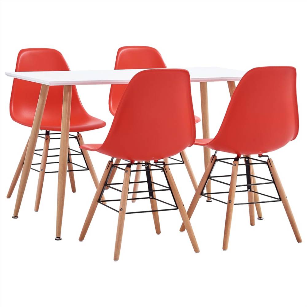 

5 Piece Dining Set Plastic Red