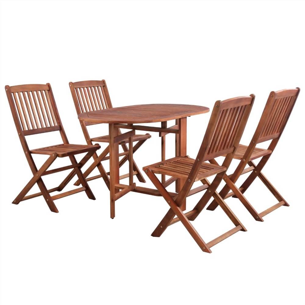 

5 Piece Folding Outdoor Dining Set Solid Acacia Wood
