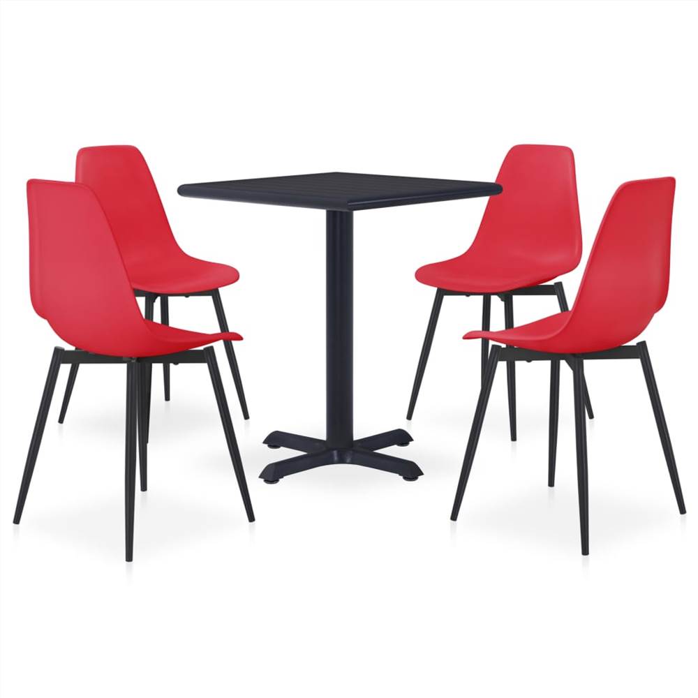 

5 Piece Outdoor Dining Set Metal and PP Red