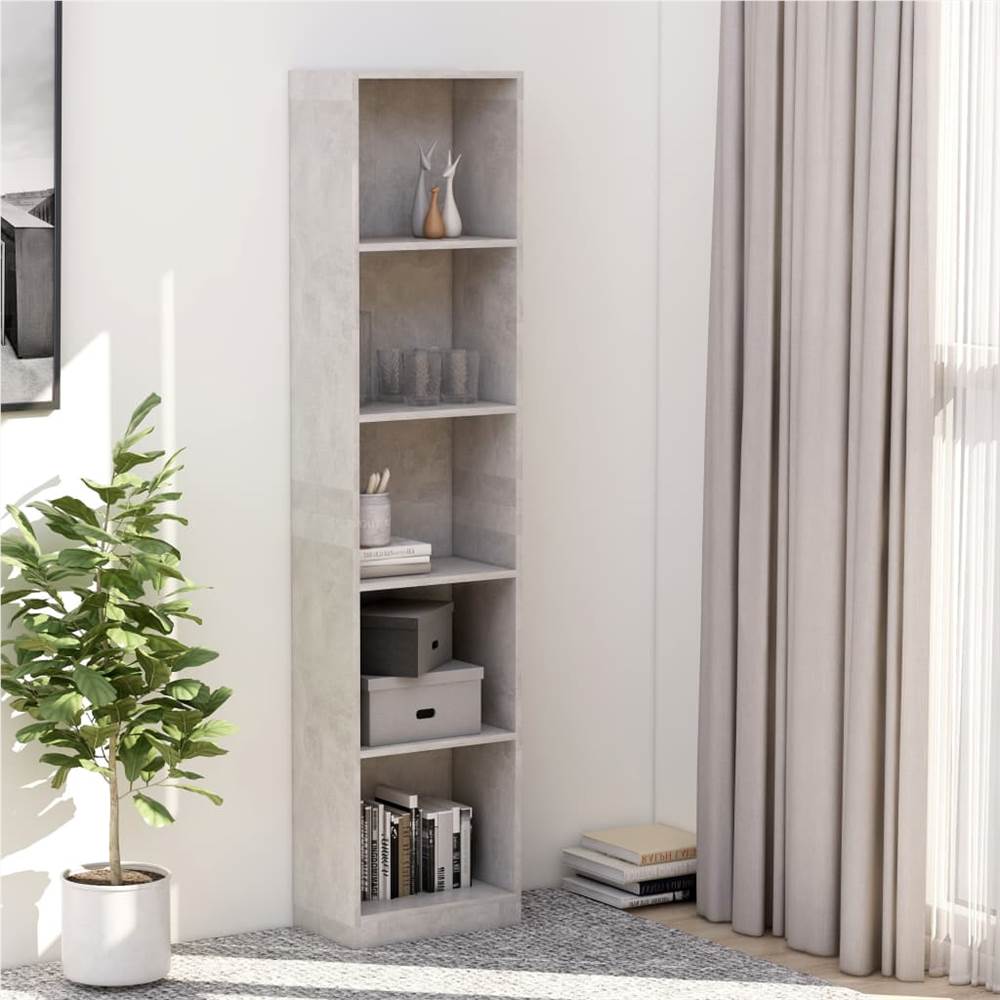 

5-Tier Book Cabinet Concrete Grey 40x24x175 cm Chipboard