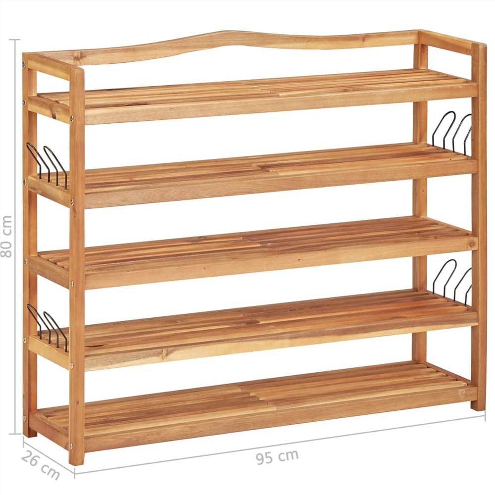 5-Tier Shoe Rack 95x26x80 cm Solid Acacia Wood