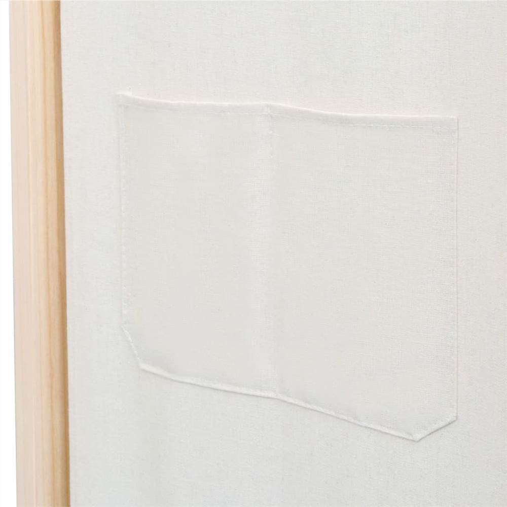 6-Panel Room Divider Cream 240x170x4 cm Fabric