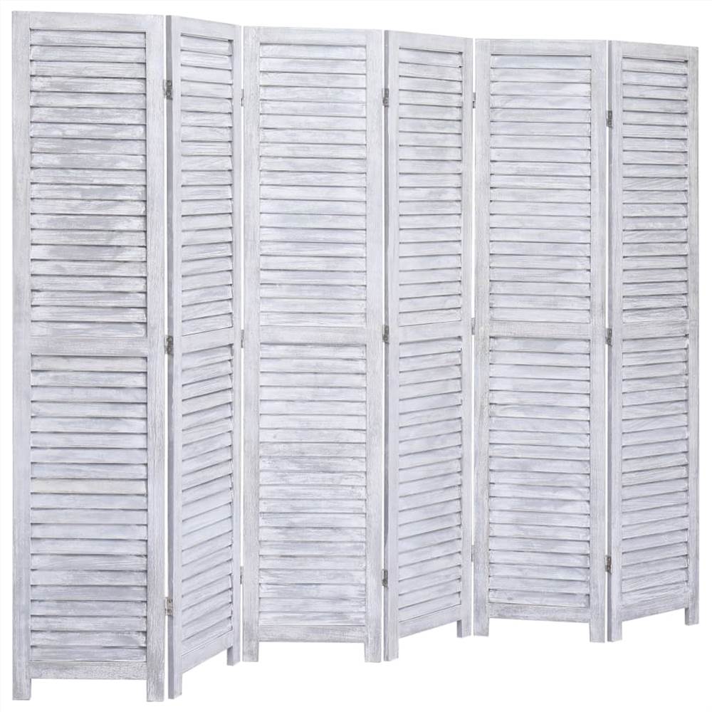 6-Panel Room Divider Grey 210x165 cm Wood