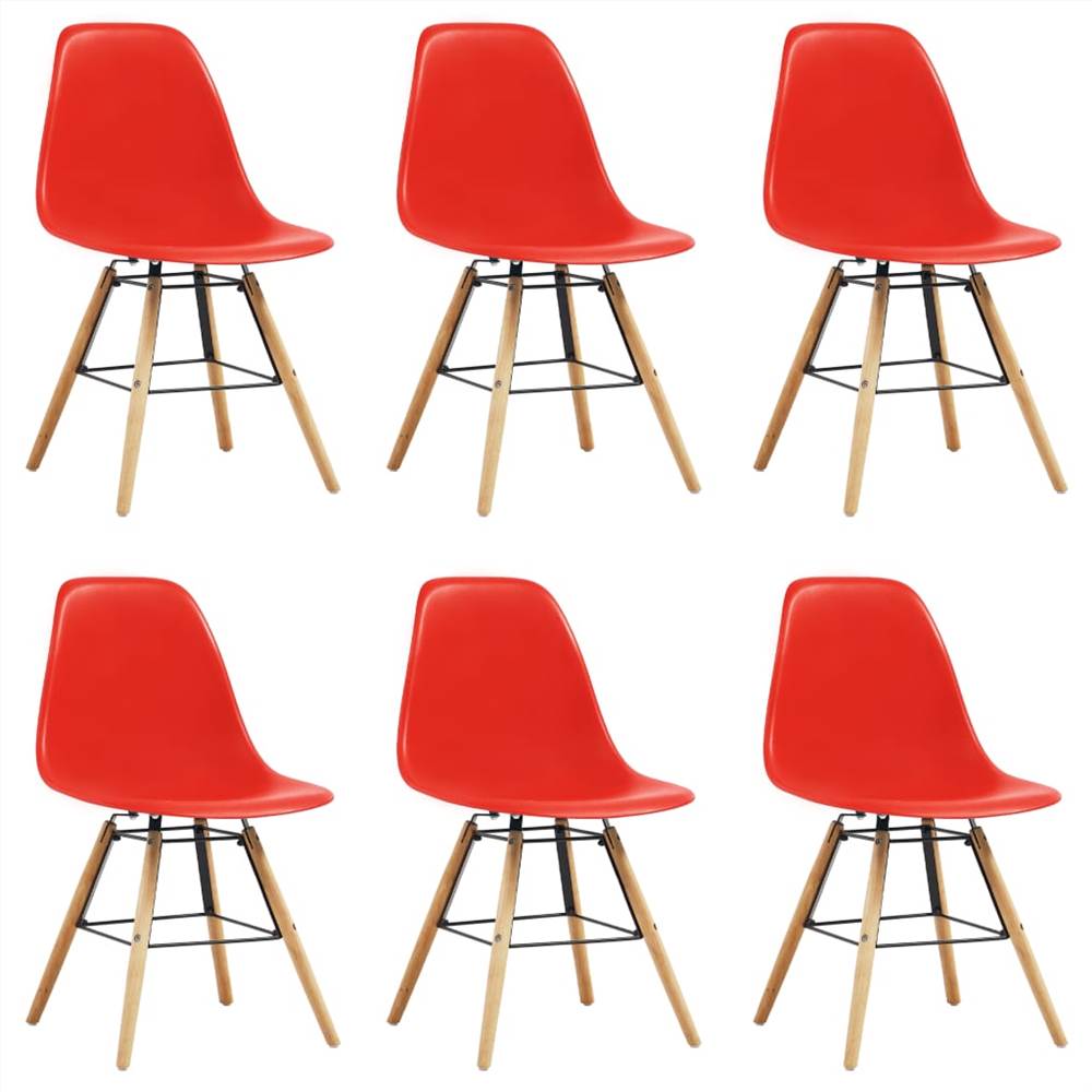 7 Piece Dining Set Plastic Red