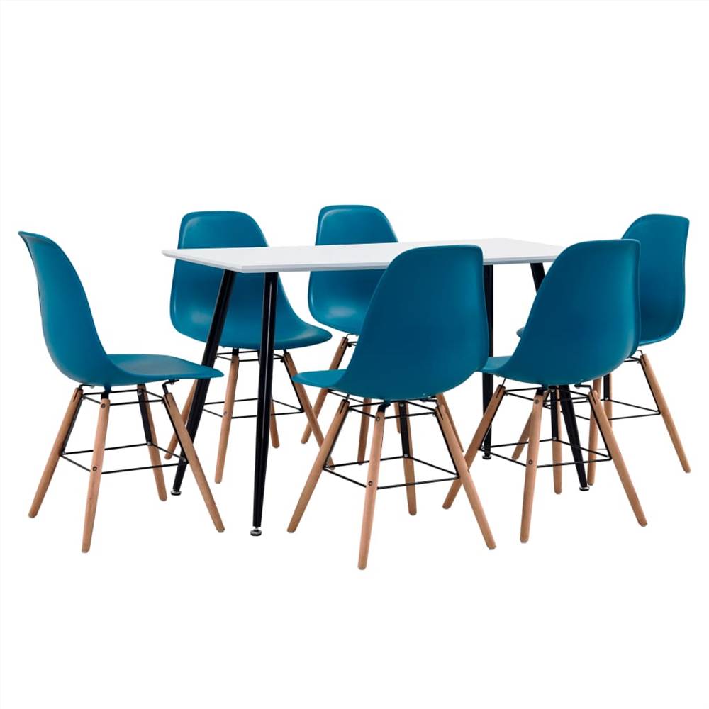 

7 Piece Dining Set Plastic Turquoise