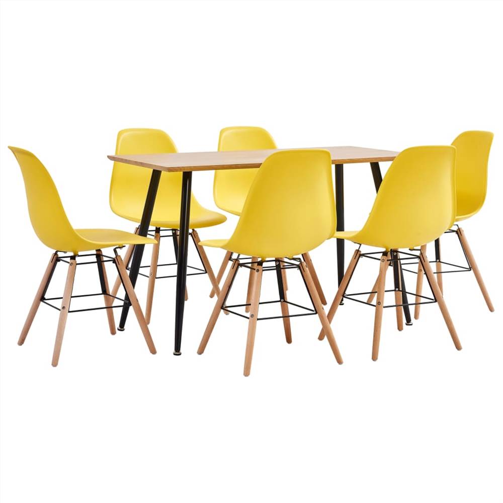 

7 Piece Dining Set Plastic Yellow
