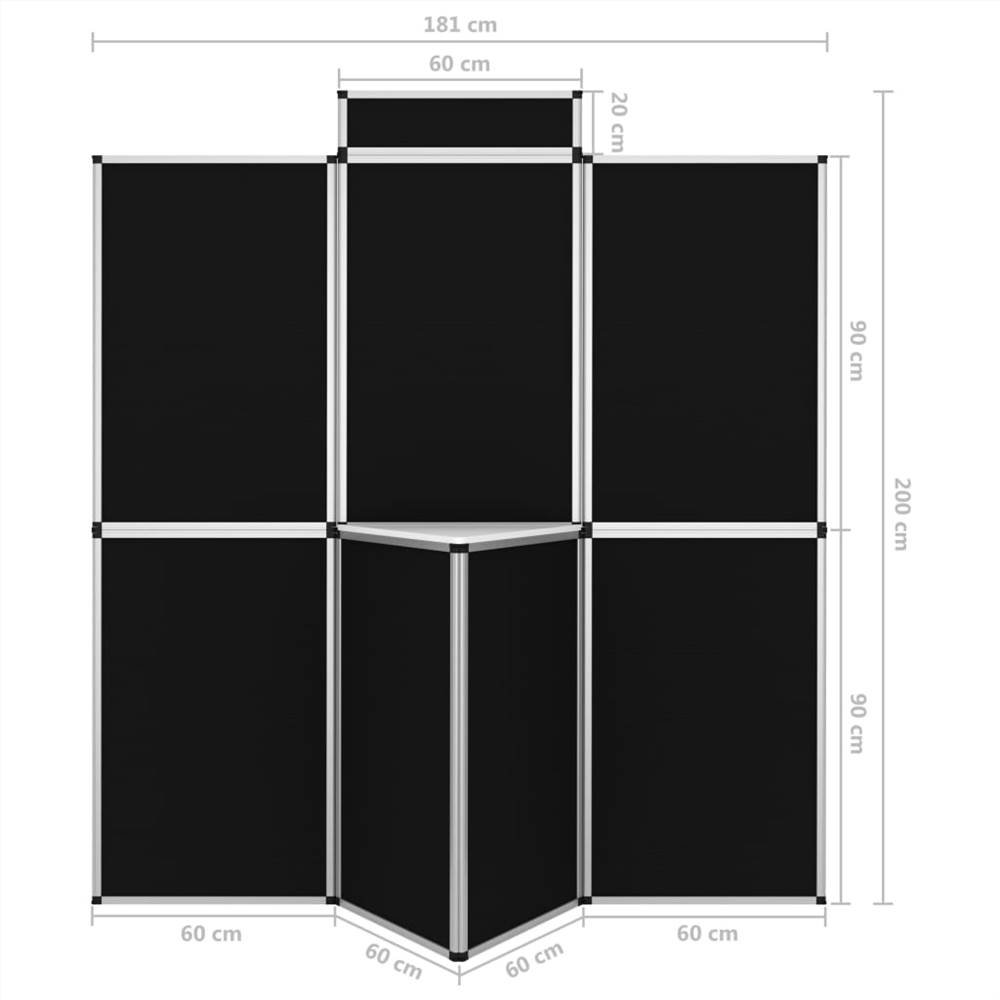 8-Panel Folding Exhibition Display Wall 181x200 cm Black