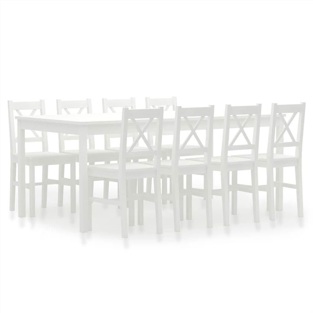 

9 Piece Dining Set Pinewood White