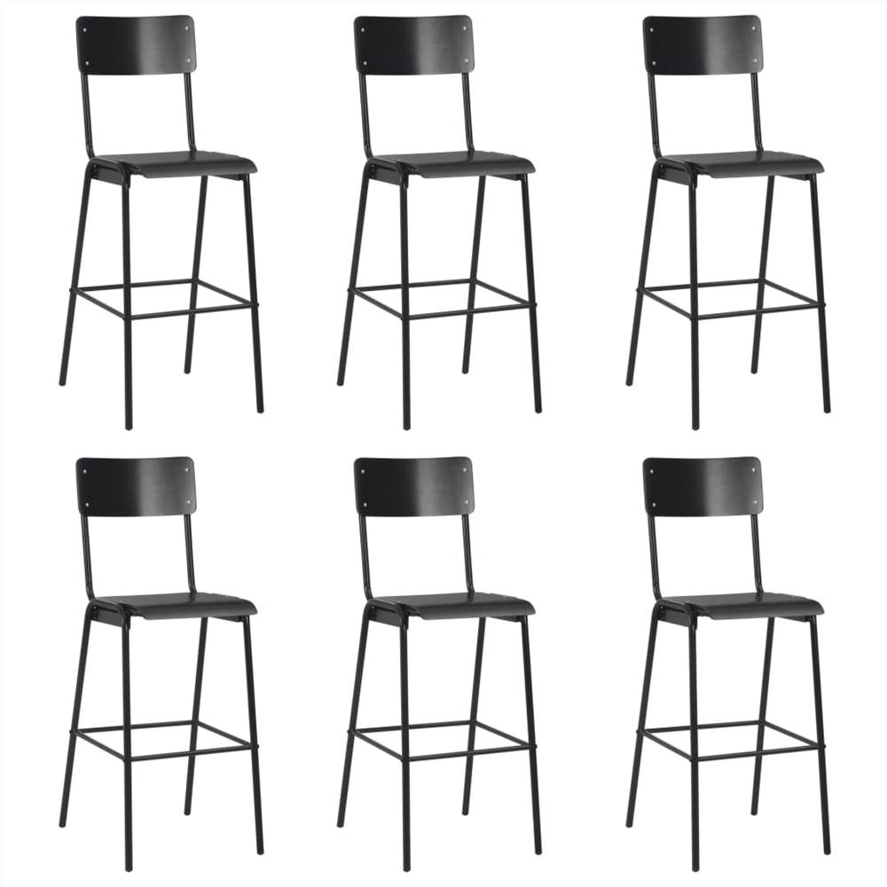 

Bar Chairs 6 pcs Black Solid Plywood Steel