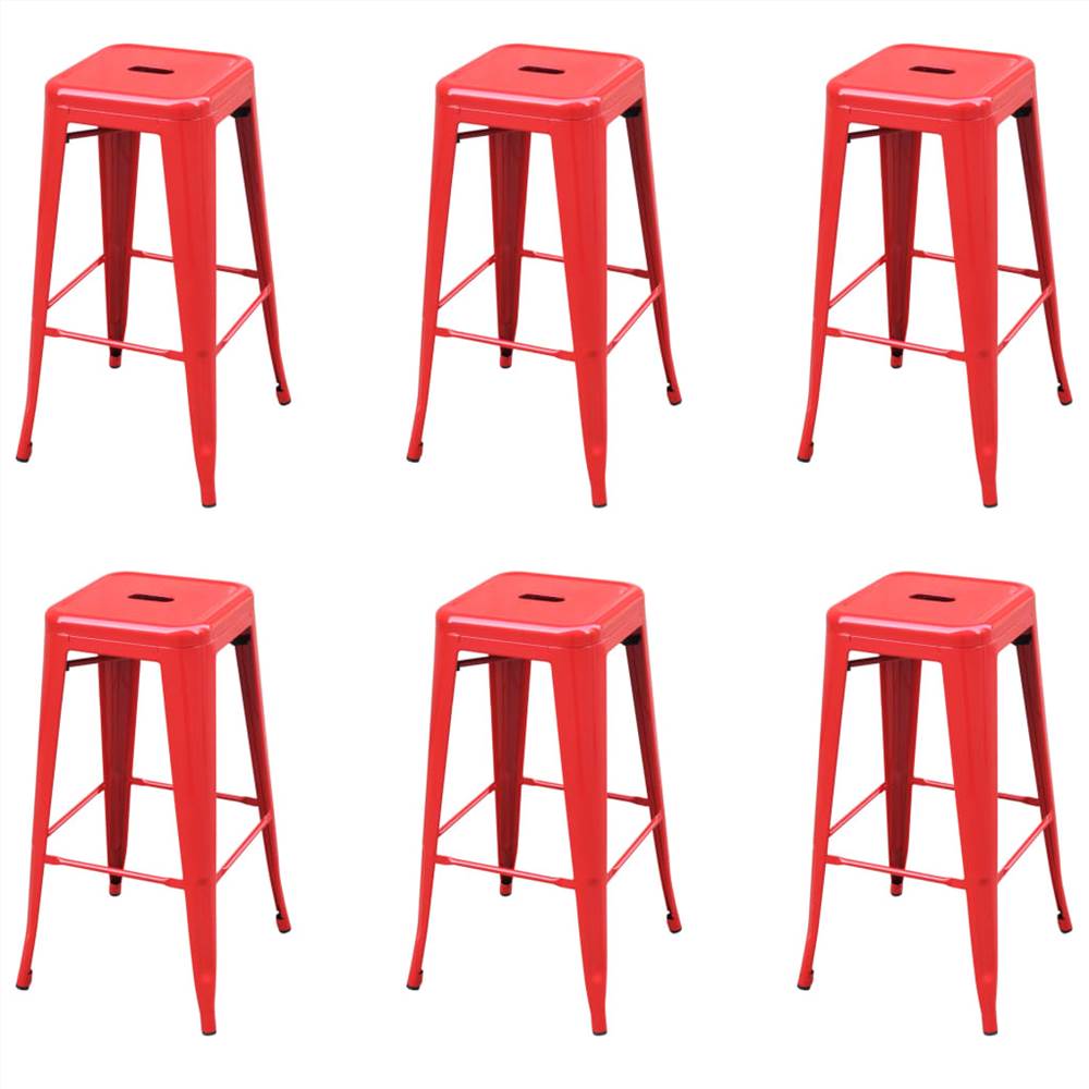 

Bar Stools 6 pcs Red Steel