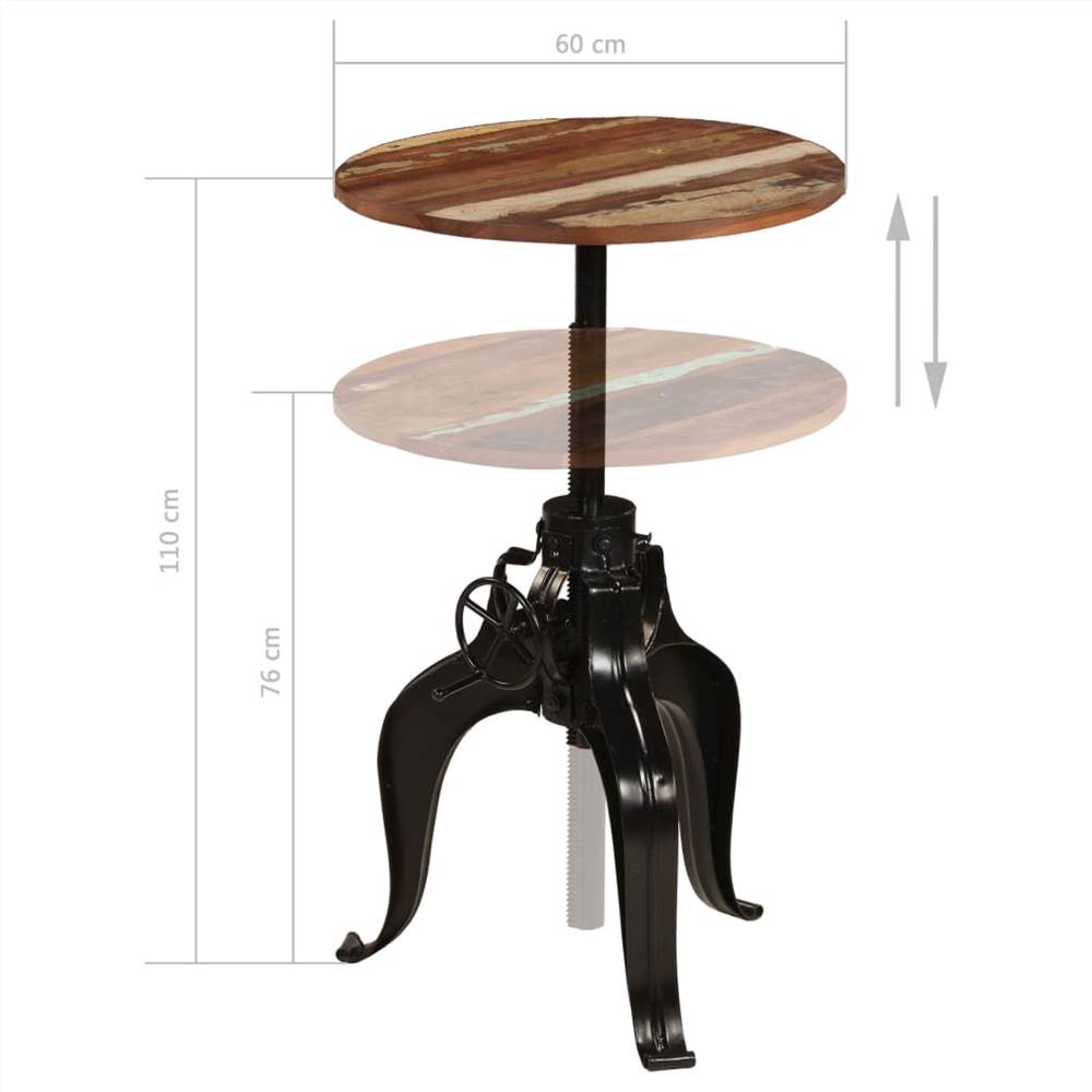 Bar Table Solid Reclaimed Wood 60x(76-110) cm